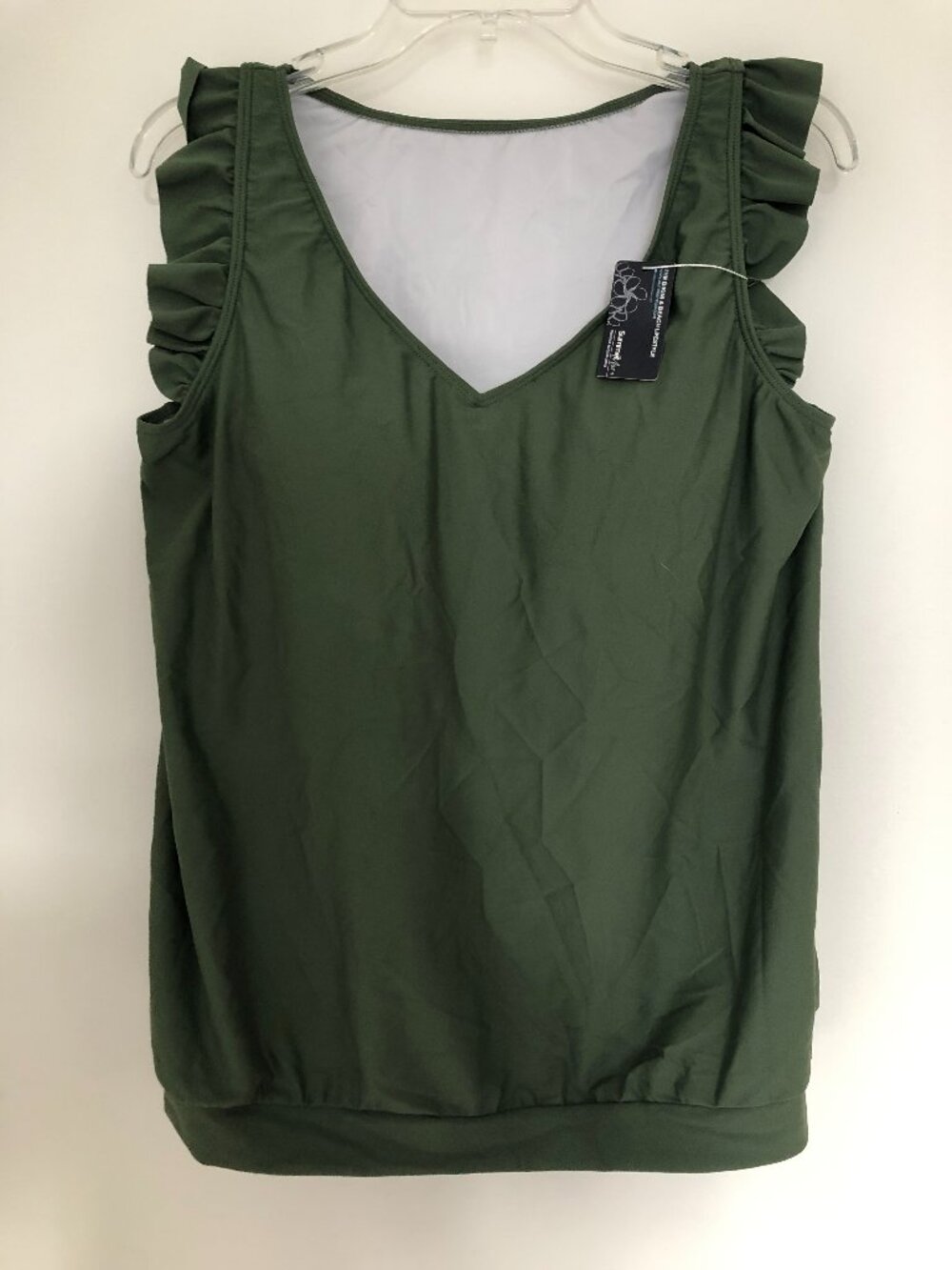 Summer Mae Blouson Tankini V Neck Ruffle Sleeves Top Size 14